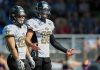 Wien, Oesterreich, 6.5.2018, Sport, American Football, Austrian Football League - Dacia Vikings vs SonicWall Rangers Moedling. Bild zeigt WR Florian Wegan (Rangers) und QB Dylan Potts (Rangers). 6/05/18, Vienna, Austria, Sport, American Football, Austrian Football League - Dacia Vikings vs SonicWall Rangers Moedling. Image shows WR Florian Wegan (Rangers) and QB Dylan Potts (Rangers).